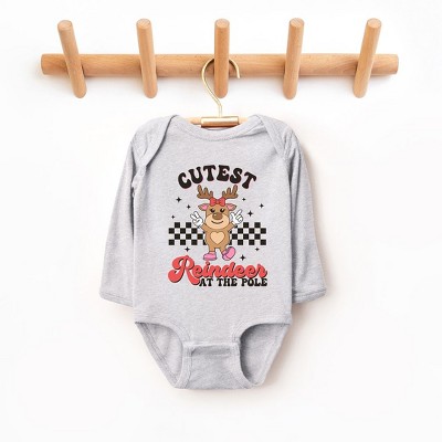 The Juniper Shop Cutest Reindeer At The Pole Baby Long Sleeve Bodysuit - 18 Month - Heather Grey