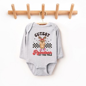 The Juniper Shop Cutest Reindeer At The Pole Baby Long Sleeve Bodysuit - 6 Month - Heather Grey - 1 of 3