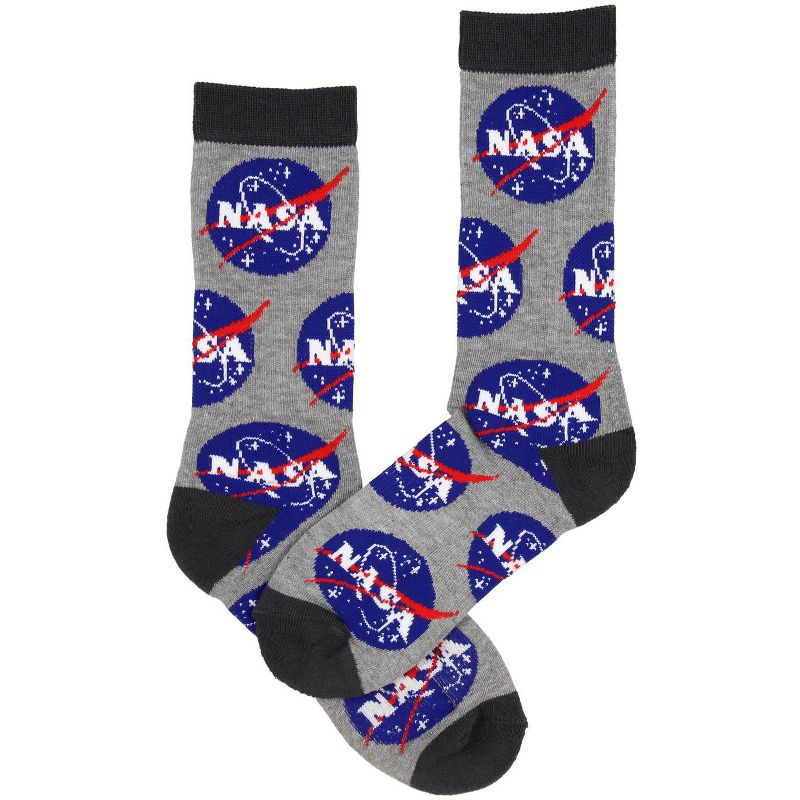 Buzz Aldrin NASA Meatball Logo and Symbols Crew Socks 2 Pair Calf High Multicoloured, 3 of 6