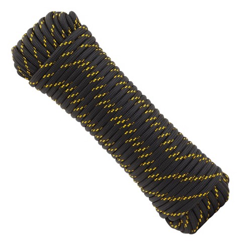Built Industrial Braided Polyester Rope For Camping, Dock Lines, Knot Tying  Practice, Pinata, Black/yellow, 3/8 In X 100 Ft : Target