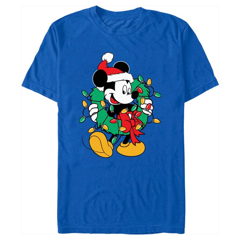 Men's Mickey & Friends Santa Christmas Wreath T-Shirt, 1 of 5