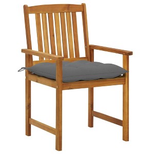 vidaXL Patio Chairs Outdoor Patio Dining Chair with Cushions Solid Wood Acacia - Gray 2 - 1 of 4