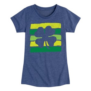 Girls' - Instant Message - St. Patrick's Day Outlined Shamrock Fitted Short Sleeve Graphic T-Shirt - 1 of 4