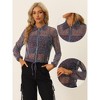 Allegra K Women's Collar See Through Drawstring Lightweight Zipper Crop Jacket - 2 of 4