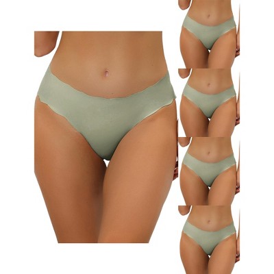 Allegra K Women's Unlined No-Show Stretch Laser Cut Solid 5 Packs Briefs