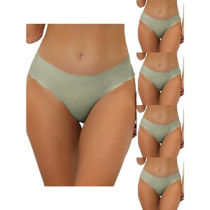 Allegra K Women's Unlined No-Show Stretch Laser Cut Solid 5 Packs Briefs - 1 of 4