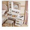 Gold Vanity Makeup Desk, Vanity Set with Mirror and 3-Mode Lights, 5 Drawers Vanity Table with Removable Side Storage Cabinet, Stool for Bedroom - 3 of 4