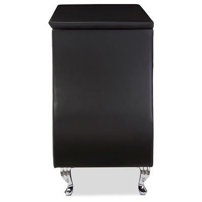 Enzo Luxe Black Faux Leather 6-Drawer Glam Dresser