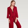Anna-Kaci Lounge Women's Button Front Pajama Jumpsuit with Contrast Trim and Waist Tie Detail - 3 of 4