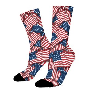 American Flag Women Printed Crew Socks Funny Funky Socks Soft Polyester Novelty Gifts for Artists Men - 1 of 1