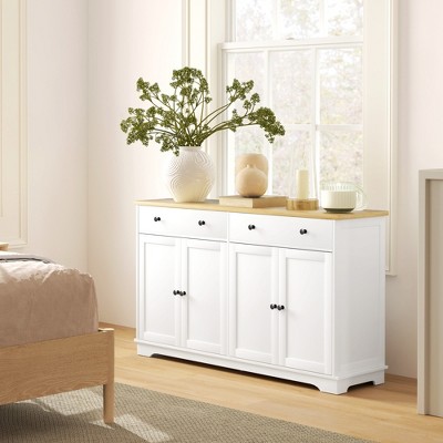 White Shaker 55'' Freestanding Sideboard Buffet Cabinet