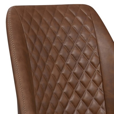 Executive Leatherette Swivel Office Chair with Diamond Stitching, Brown