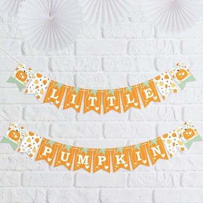 Big Dot of Happiness Little Pumpkin - Fall Birthday Party or Baby Shower Mini Pennant Banner