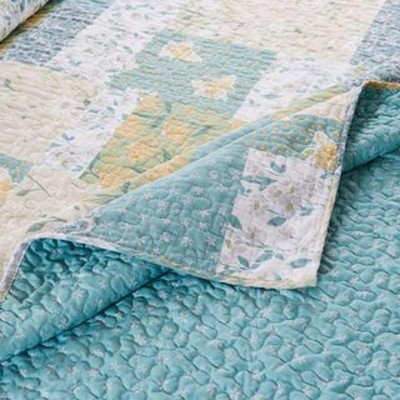 Evangeline Mist Cotton Patchwork Quilted Throw Blanket 50" x 60"