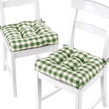 Dark Green Micro Fiber Chair Pads With Tie Backs (set Of 4) - Essentials :  Target