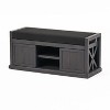 PAGED Storage Bench Modern Wooden Shoe Rack with Adjustable Shelves, Shutter Doors and Linen Cushion for Mudroom, Bedroom, Entryway - 3 of 4