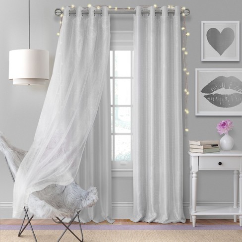 Aurora Kids Room Darkening Layered Sheer Curtain Panel Elrene Home Fashions