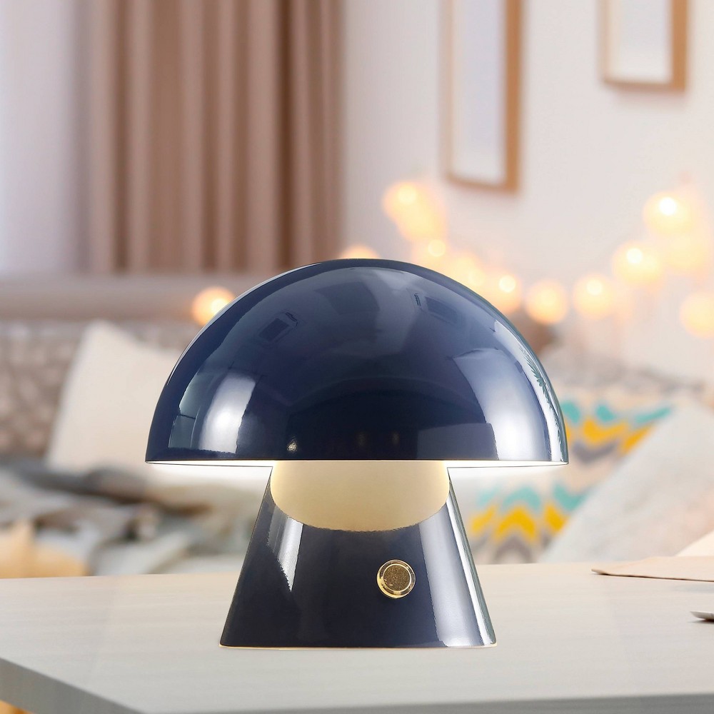 7" Porcini Contemporary Bohemian Rechargeable Iron LED Mushroom Lamp - JONATHAN Y: Touch Sensor, Dimmable