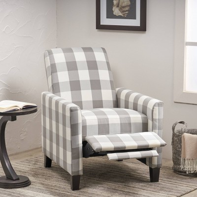 Foxhill Contemporary Press-Back Recliner Gray Checkerboard - Christopher Knight Home