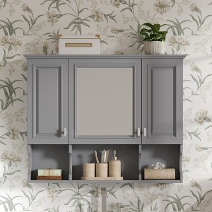 PAGED 35" Wall Mounted Bathroom Storage Cabinet Modern Medicine Cabinet with Mirror and Shelves, Over Toilet Storage Unit for Room - 1 of 4