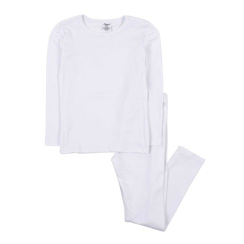 Leveret Kids Two Piece Thermal Pajamas Solid White 10 Year : Target