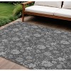 Gray Charcoal And Silver Floral Washable Indoor Outdoor Area Rug - 2 of 4