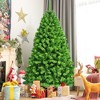 Costway 6.5ft Green Flocked Hinged Artificial Christmas Tree w/ Metal Stand Green - 3 of 4