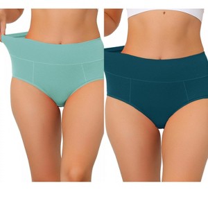 Allegra K Women's High Waist Available in Plus Size Tummy Control Briefs 2 Packs - 1 of 4