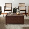 Square Wood Coffee Table with Hidden Storage,Woven Pattern Design,Modern Living Room Accent Center Table for Living Room Apartment-Coolbibila - 3 of 4