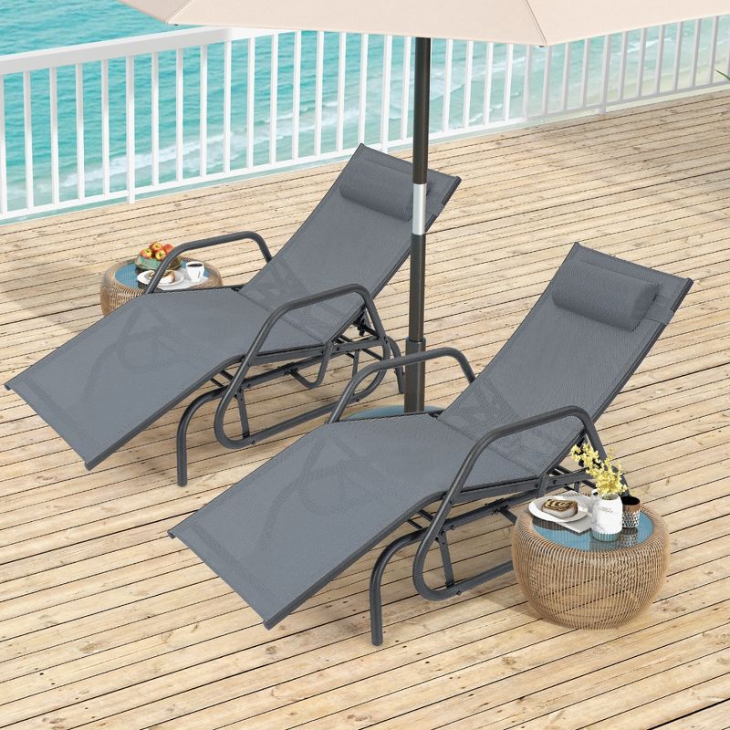 Costway 2PCS Patio Chaise Lounge Glider Recliner Chair Adjustable Sturdy Frame Outdoor, 1 of 10