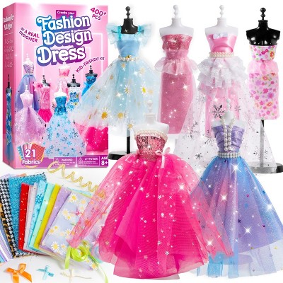 Joyfy Fashion Design Sewing Kit for Kids, 400 Pcs DIY Sewing Crafts with 3 Mannequins, Art and Crafts Toys Ideal Gifts for Girls Aged 8 to 12