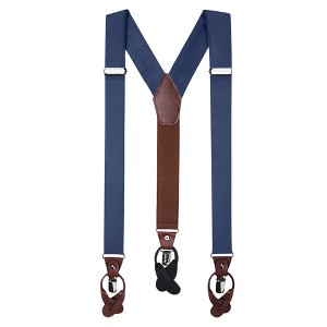 Jacob Alexander Men's Solid Fabric Suspenders – Convertible Leather Ends & Clips, Y-Back - 1 of 4