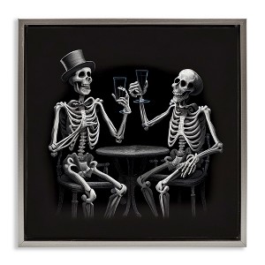 Stupell Industries Spooky Skeletons Cheers Floating Frame Canvas Art - 1 of 4