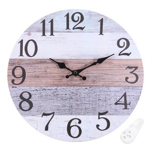 Unique Bargains Silent Vintage MDF Board Wood Wall Clock Gray Brown ...