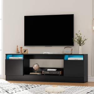 70 in Gray TV Stand for Living Room – Modern Wooden TV Console Table with Storage Cabinet, Fits TVs up to 75 in,(Fireplace Not Included) - 1 of 4