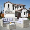 SKRAN 4 Piece Patio Sectional Wicker Rattan Outdoor Furniture Sofa Set with Storage Box for Backyard Poolside Garden,Patio (Grey) - 2 of 4