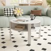 Tangkula 29.5" 2-Tier Round Coffee Table w/ Storage 4 Shelves Faux Wooden Top - 3 of 4