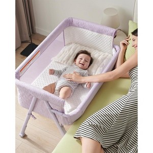 Bassinet Bedside Sleeper, Baby Sleeper with 4 Auto-Lock & Adjustable Height, Breathable Mesh & Mattress - 1 of 4