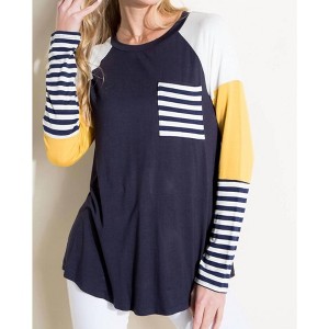 Women's Colorblock Multicolored Longsleeve Top - Nic & Jo - 1 of 1