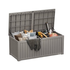 East Oak 150 gal Waterproof Resin Deck Box Gray: Weather & Wind-Resistant, 53.35 lbs, Easy No-Tool Assembly - 1 of 4