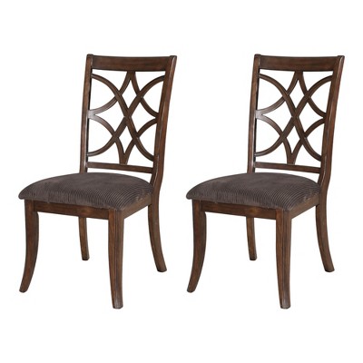 HomeRoots Set of Two Brown and Dark Brown Upholstered Microfiber Dining Side Chairs
