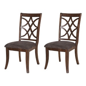 HomeRoots Set of Two Brown and Dark Brown Upholstered Microfiber Dining Side Chairs - 1 of 4