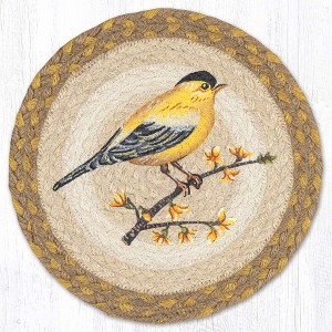 Earth Rugs Gold Finch Round Jute Trivet 10" Rustic Kitchen Hot Pad - 1 of 3