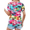 Nlife Womens Puff Short Sleeve Hawaiian Shirts Floral Tropic Printed Pleated V Neck Summer Casual T-Shirt Trendy Boho Blouses Tops - 4 of 4