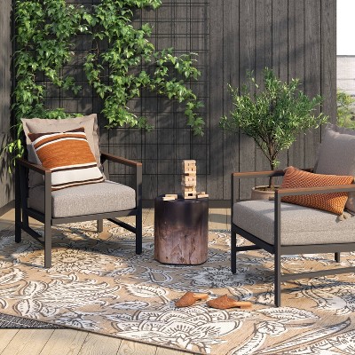 Irregular Ombre Wooden Stump Outdoor Patio Accent Table Natural - Threshold&#8482;_2