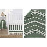 Sweet Jojo Designs Girl Baby Crib Bedding Set - Dark Green and Ivory Boho Fringe Collection 4pc