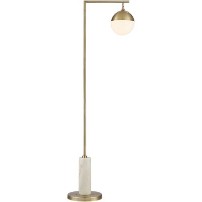 Possini Euro Design Possini Euro Luna Chairside Arc Floor Lamp Warm Gold and Marble