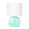 Creekwood Home Round Modern Glass Accent Table Lamp Aqua White Shade - 2 of 4