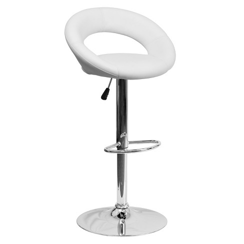 Flash furniture contemporary vinyl adjustable online height barstool with chrome base