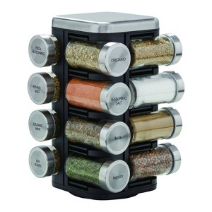 Kamenstein 16pc Jar Plaza Spice Rack: Revolving Seasoning Organizer with Glass Jars, Kitchen Storage Solution - 1 of 4